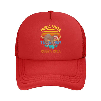 “Sloth Costa Rica Travel, Fun Design” Mesh Baseball Cap