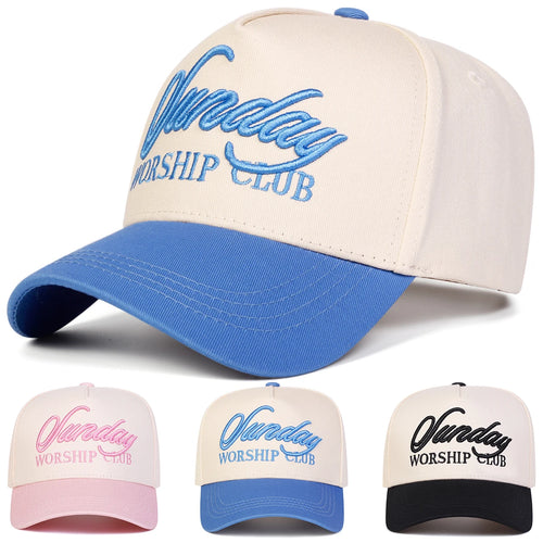 Unisex SUNDAY WORSHIP CLUB Embroidery Baseball Caps