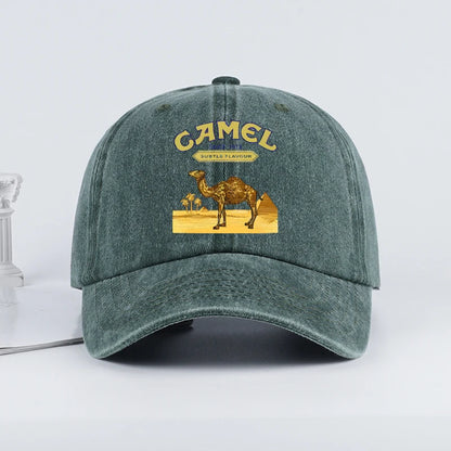Vintage “Camel” Desert Scene Print Washed Baseball Cap