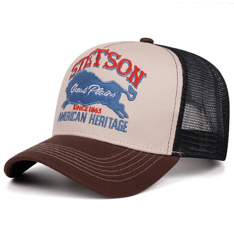 Personalized New Baseball Hat STETSON Red Bear Breathable Mesh Hat