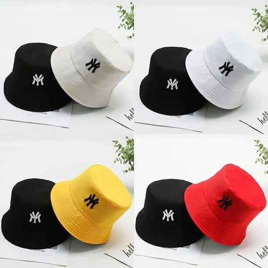 Unisex Letter Embroidery Personality Two-sided Bucket Hats