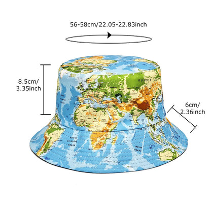 Reversible World Map Bucket Hat