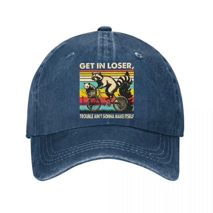 Get In Loser Raccoons Vintage Washed Baseball Cap