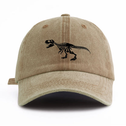 Black T. Rex Print Washed Baseball Cap For Adults