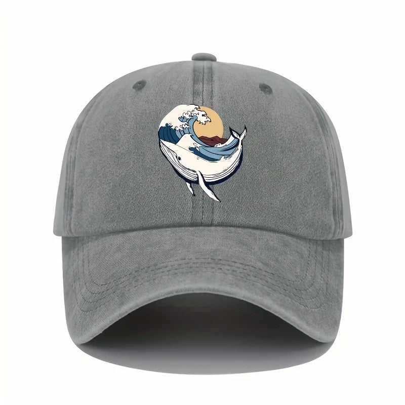 Adjustable Baseball Caps With Surfing And Wave patterns For Both Men And Women