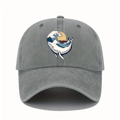Adjustable Baseball Caps With Surfing And Wave patterns For Both Men And Women