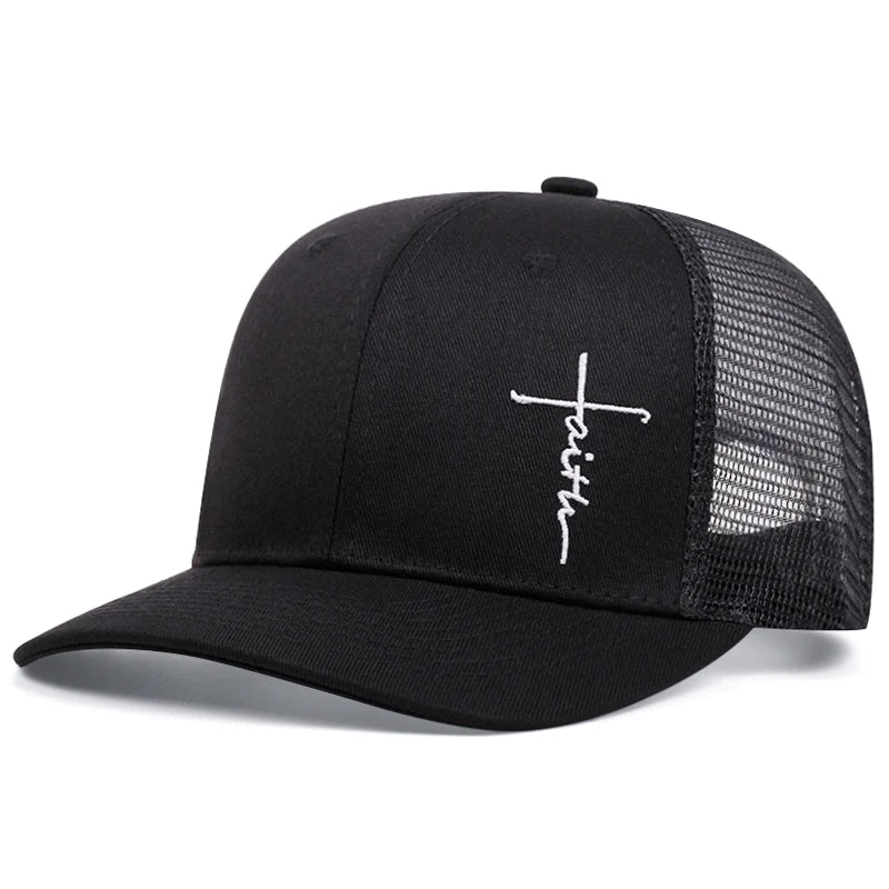 Cross Embroidery Slight Curved Printed Baseball Hat