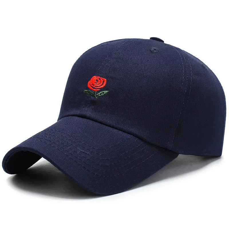 Unisex Rose Embroidery Baseball Cap For Men Women Flower Cap