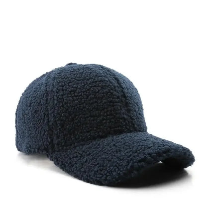Autumn Winter Baseball Cap Women Artificial Lamb Wool