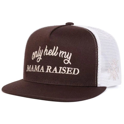 Unisex Only Hell My Mama Raised Embroidery Hip-hop Net Hats Spring Summer Outdoor