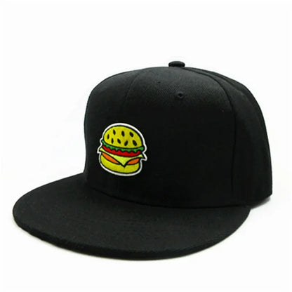 Four Seasons Cotton Hamburger Embroidery Baseball Cap Snapback Hats For Men Women