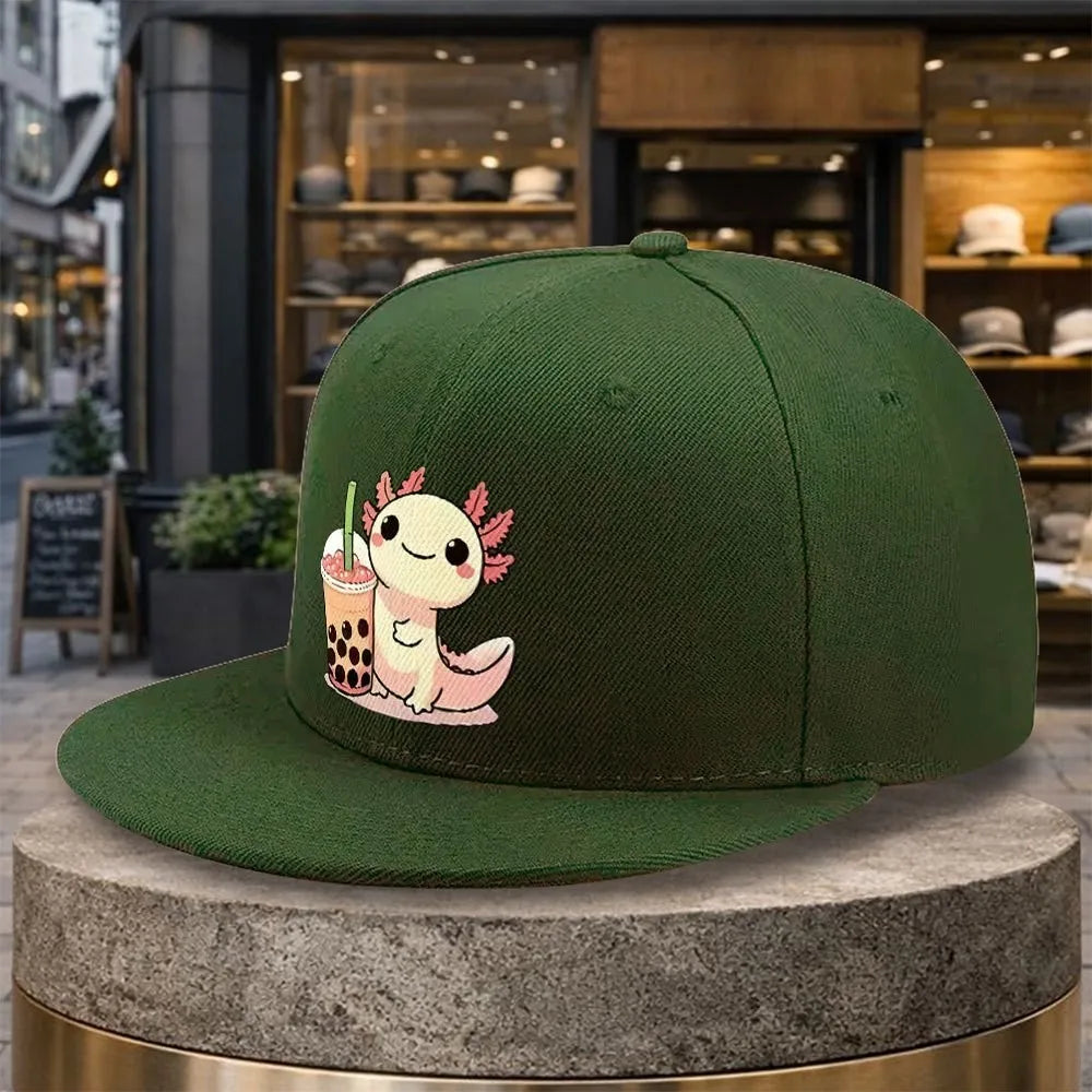 Cute Axolotl Boba Tea Kawaii Snapback Cap