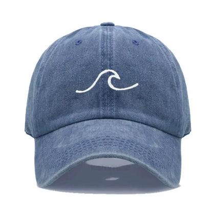 Men's Baseball Cap Women's Washed Cotton Waves Embroidery Embroidery Sport Golf Caps For Man