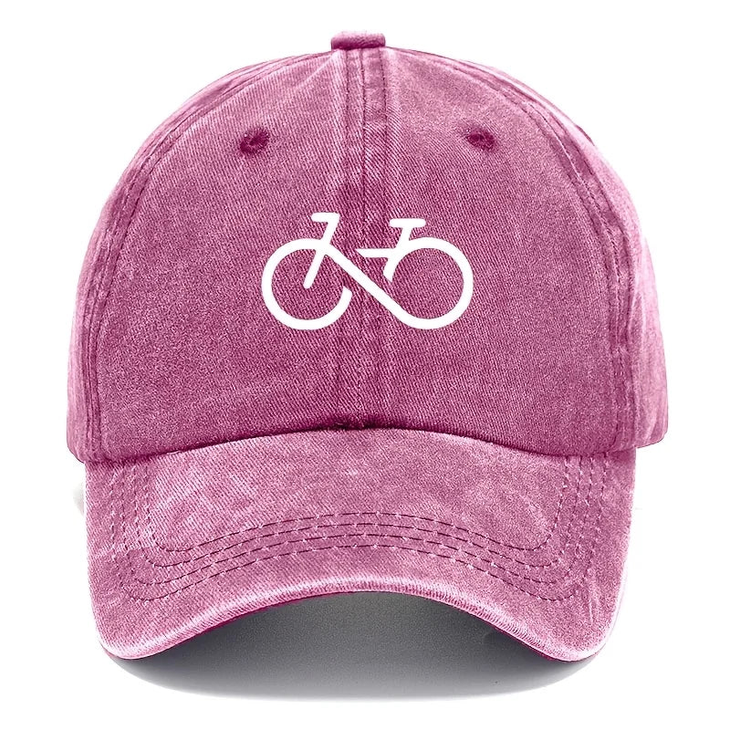 Vintage Bicycle Printed Baseball Cap With White Geometric Design