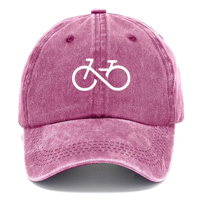 Vintage Bicycle Printed Baseball Cap With White Geometric Design