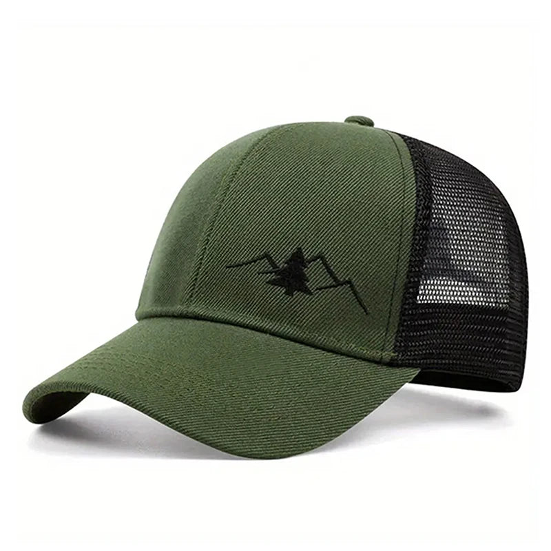 New Simple Christmas Tree Embroidered Mesh Hat Sunshade Hat Baseball Hat