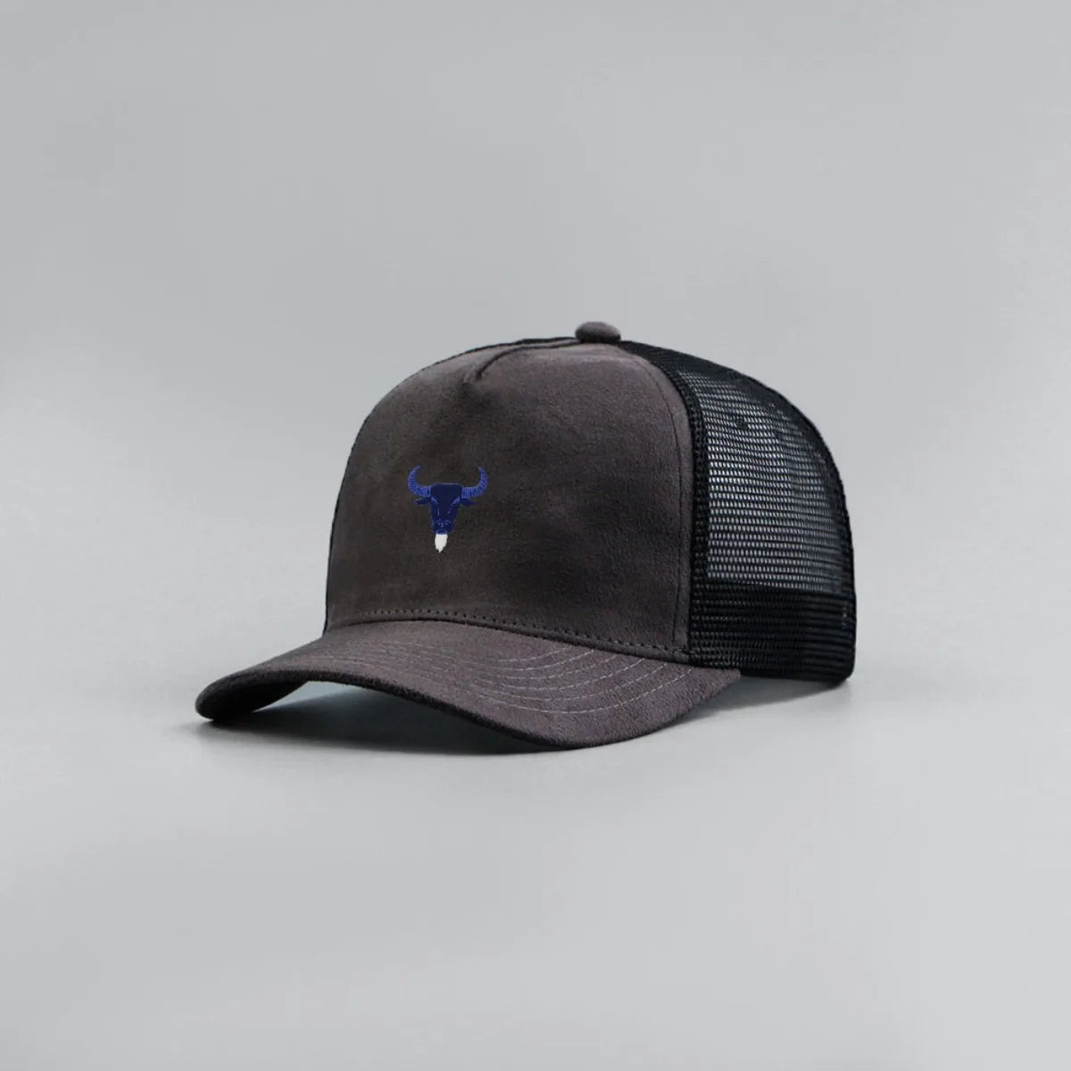 Blue Bull Head Print Unisex Mesh Suede Baseball Hat