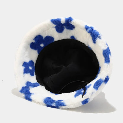 Fluffy Fur Women Bucket Hat Thick Warm Sun Hat For Men and Women