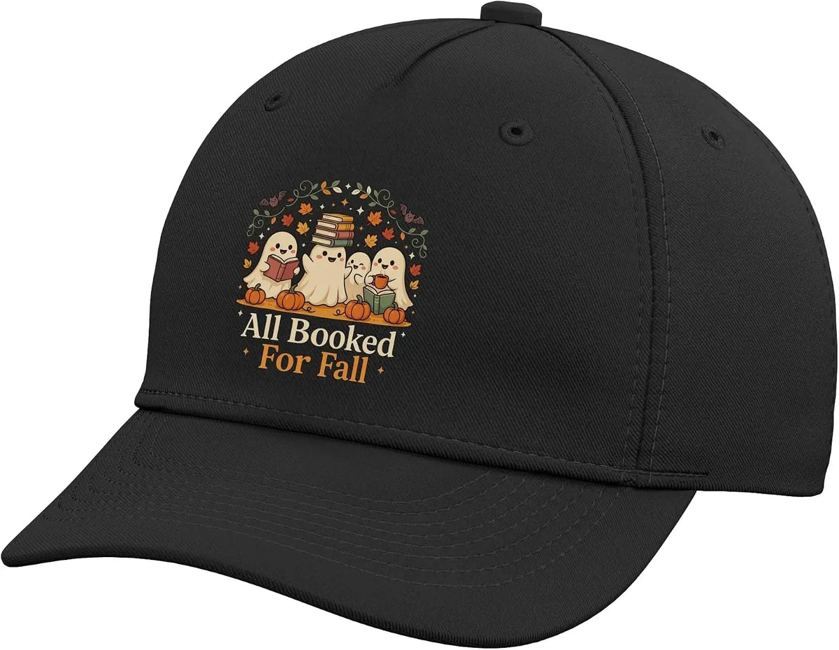 All Booked for Fall Halloween Ghost Humor Book Lover's Adjustable Baseball Hat