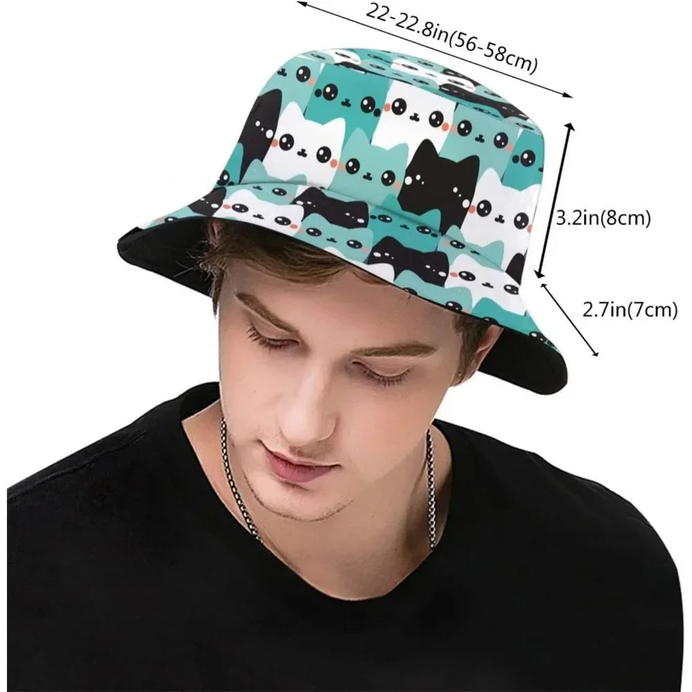 Cat Fisherman Cap Hip Hop Gorras Summer Unisex Printing Bucket Hat