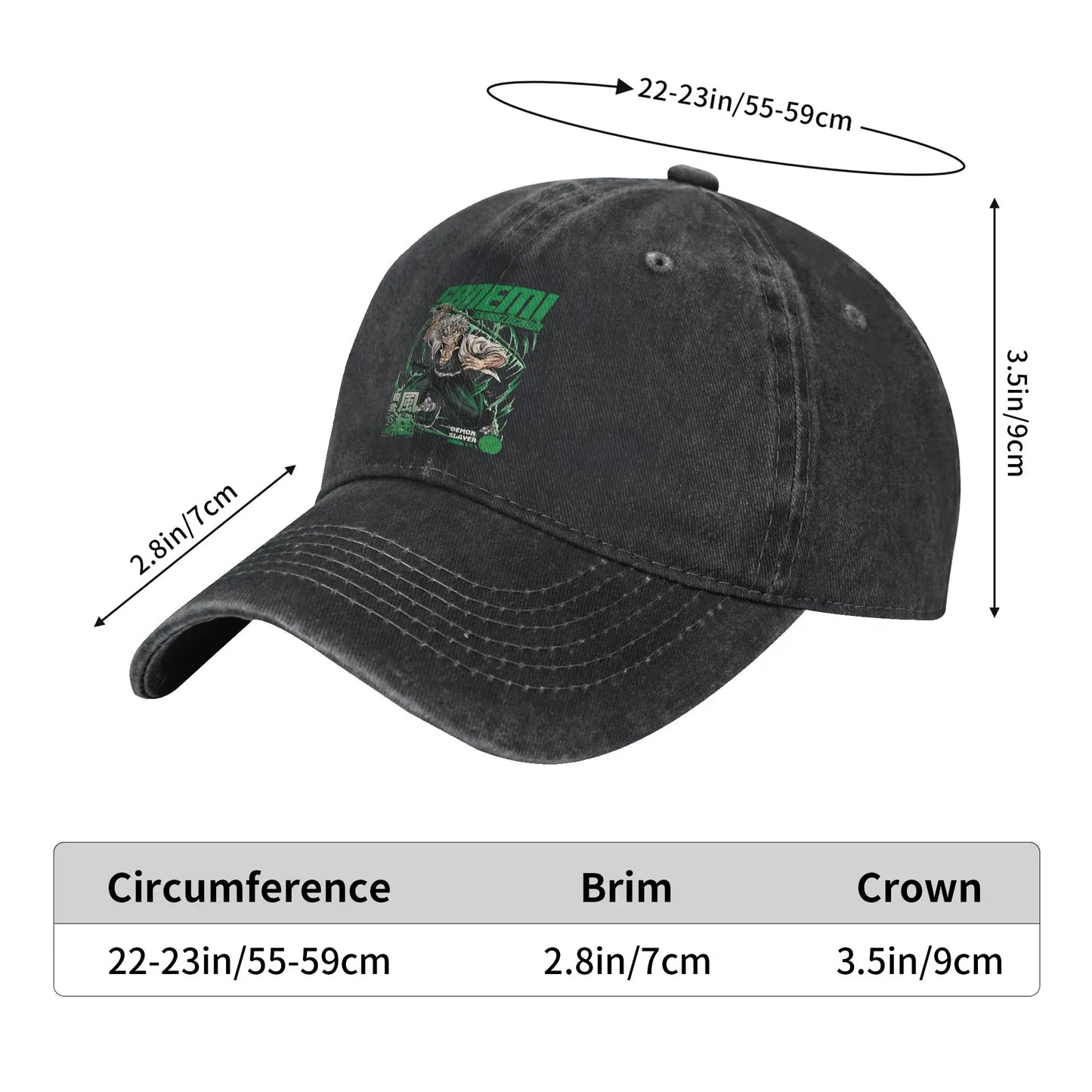 Pure Color Dad Hats Sanemi Shinazugawa Baseball Caps Demon Slayer