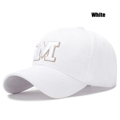 M Letter Gold Thread Embroidery Elastic Pineapple Cloth Material Thick and Durable High Quality Baseball Cap