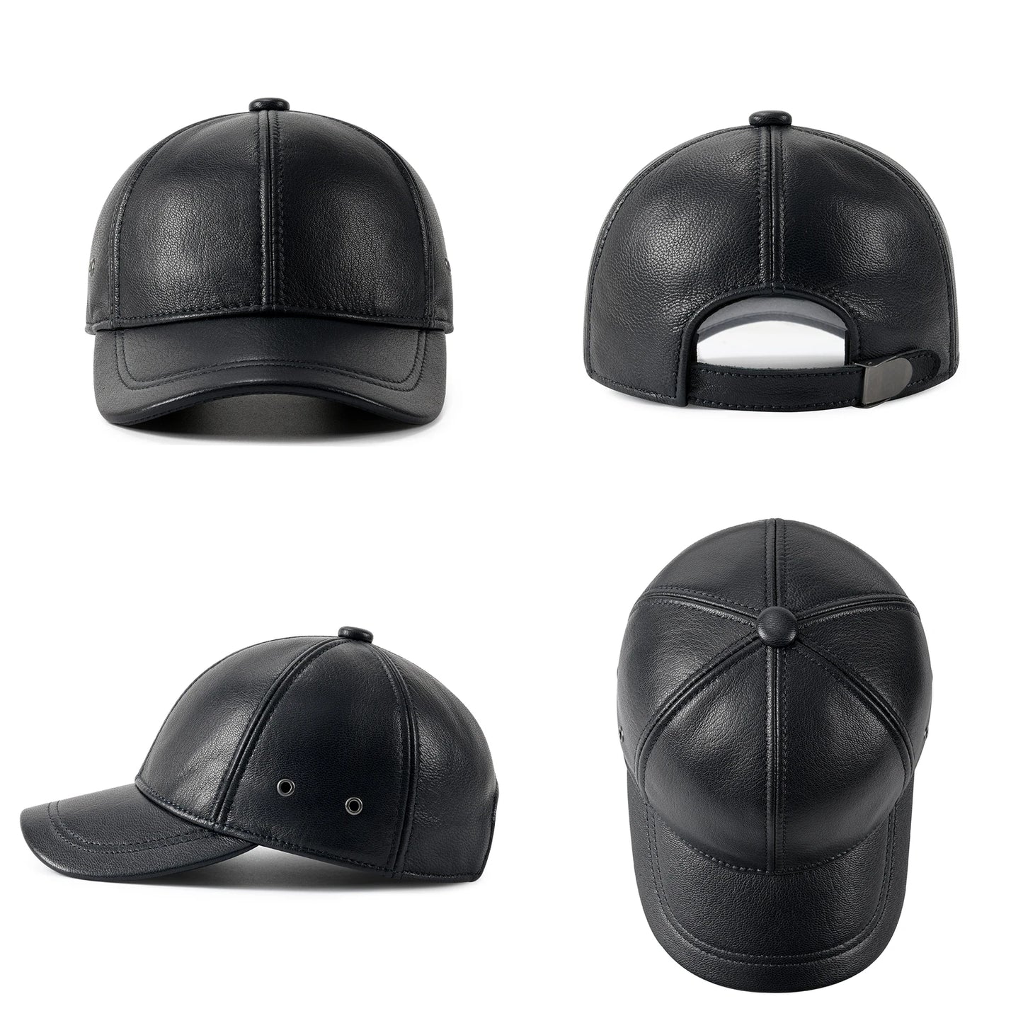 FEINION Men's Baseball Cap Winter Driving Hunting Fishing Hat Genuine Leather Ivy Fashion Beret Flat Cap.