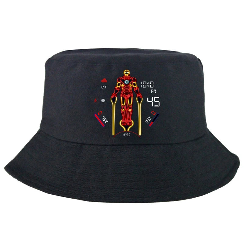 Marvel Iron Man Bucket Hat Casual Graphic Vintage Cartoon Beach Panama Hats