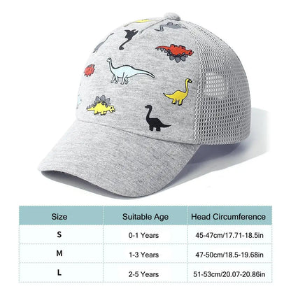 Adjustable Baseball Hat Dinosaur Printed Quick Drying Mesh Baseball Hat