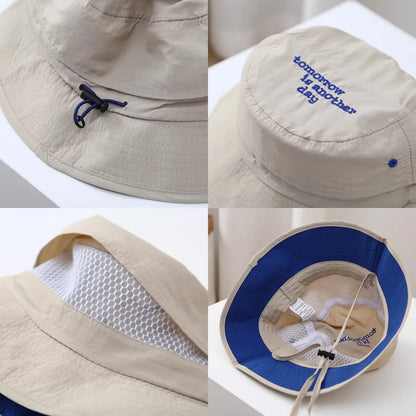 Summer Quick-Dry Baby Children Bucket Hat Solid Color Letter Kids Fisherman
