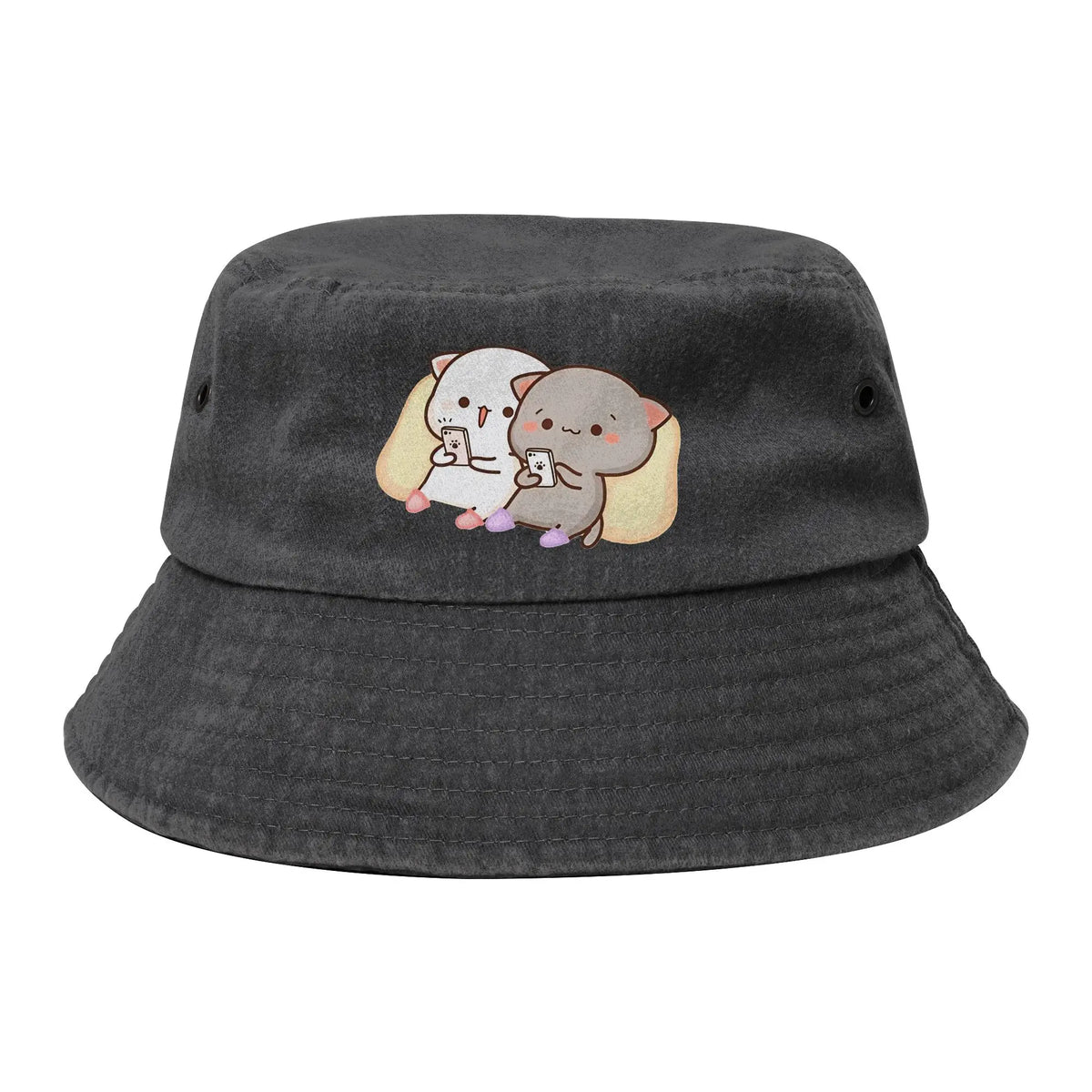 Peach And Goma Love Call Bucket Hat Vocation Mochi Cat