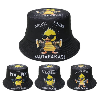 Rock Street Style Duck Chicken Letter Beer Bucket Hat