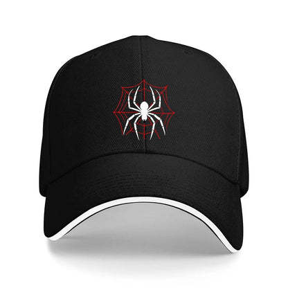 Spider Web Graphic Baseball Cap Black Polyester