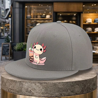 Cute Axolotl Boba Tea Kawaii Snapback Cap