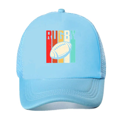 Retro Rugby Graphic Mesh Baseball Cap