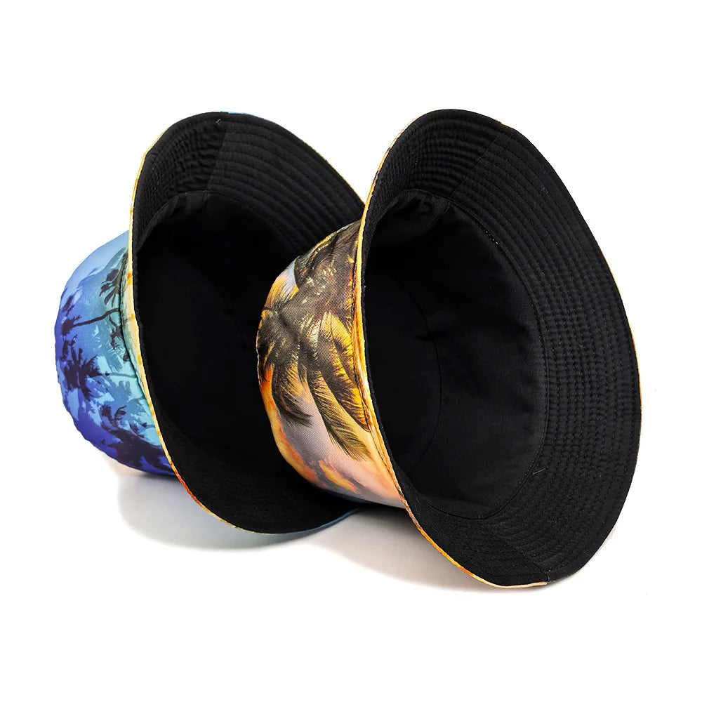 Tropical Style Coconut Tree Island Print Fisherman Hat Bucket Hat