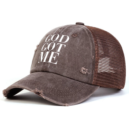 Unisex GOD GOT ME Letter Print Wash Baseball Caps