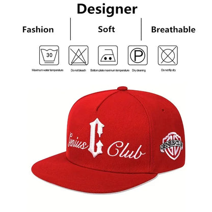 Unisex C Letter Side GENIUS CLUB Embroidery Hip-hop Hats Snapback Caps Baseball Caps Sunscreen Hat