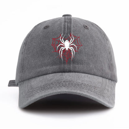 Spider Print Washed Baseball Cap For Adults