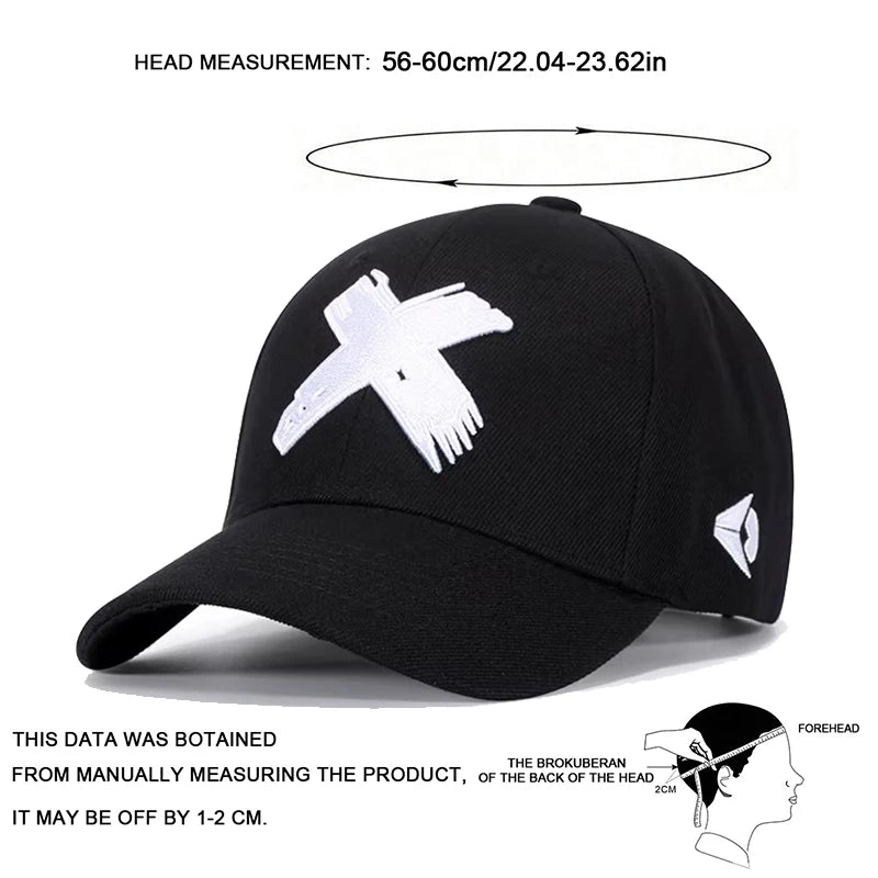 Unisex X Letter Embroidery Baseball Caps Spring Autumn