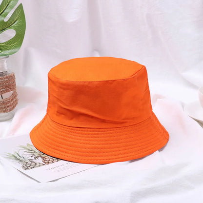 Fashion Cotton Bucket Hats Summer Foldable Sunscreen Panama Hat Solid Color