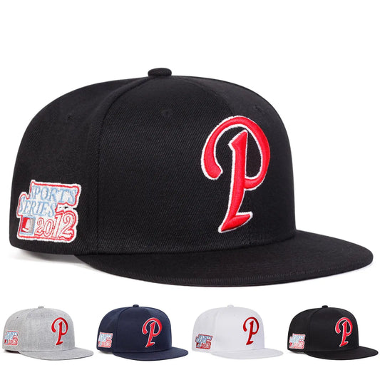 Unisex P Letter Embroidery Hip-hop Hats Snapback Caps