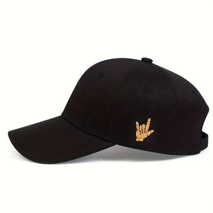 Unisex Side Finger Embroidery Baseball Caps
