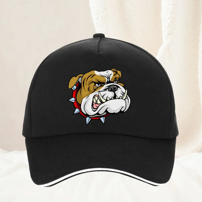 Super Angry Dog Stick Bully Bulldog Cartoon Man Baseball Cap