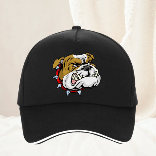 Super Angry Dog Stick Bully Bulldog Cartoon Man Baseball Cap