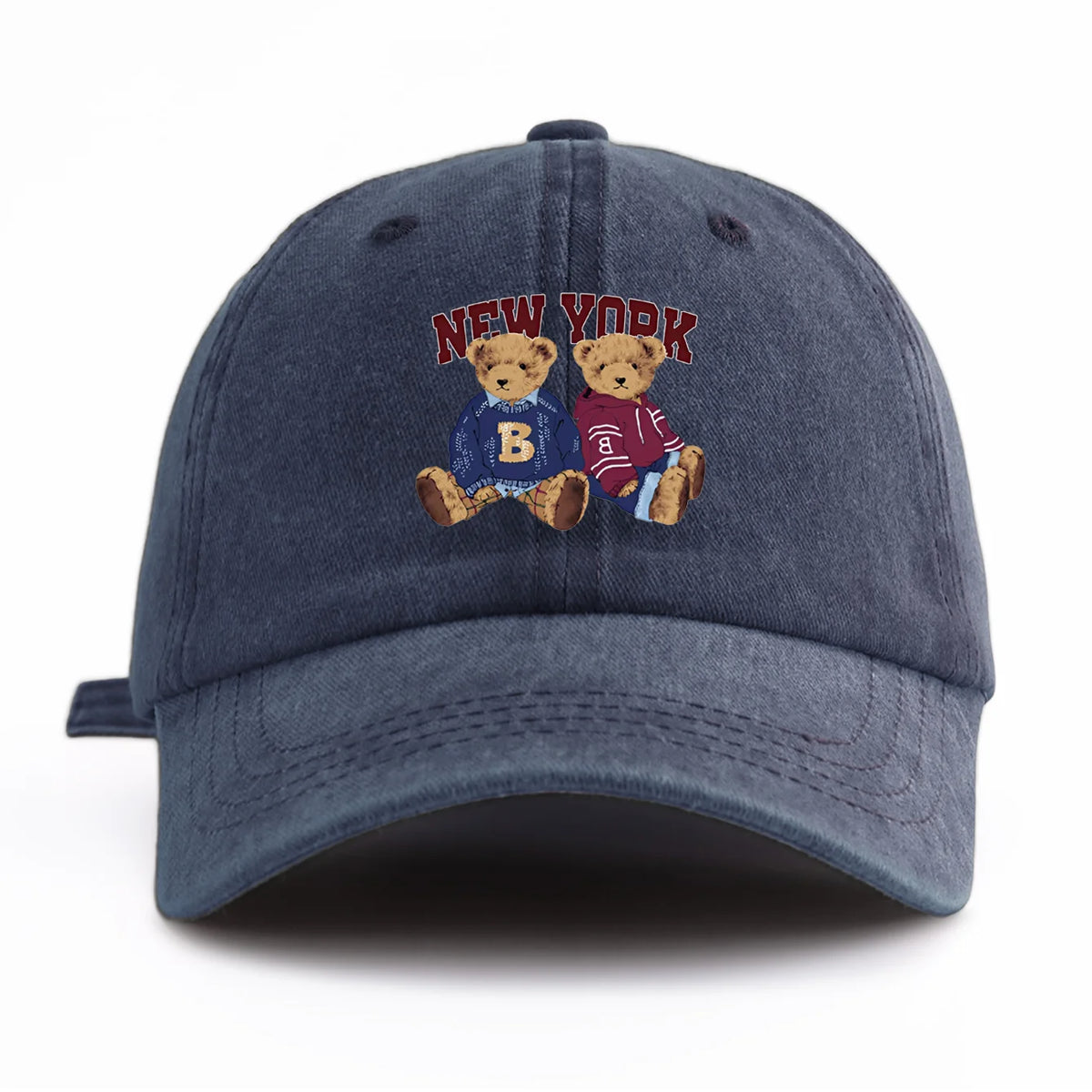Bear Duo Print Washed Baseball Cap
