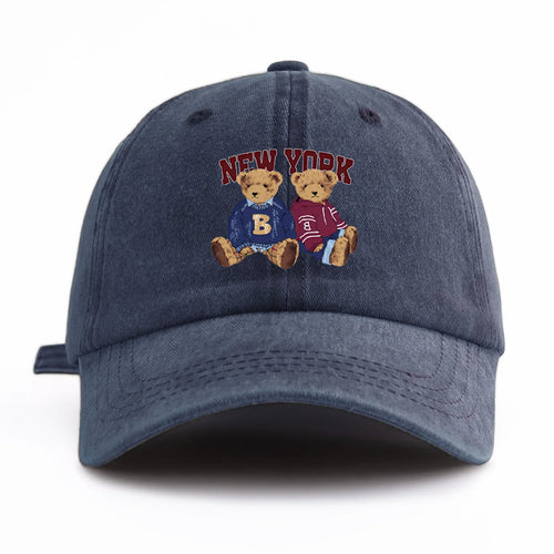 Bear Duo Print Washed Baseball Cap