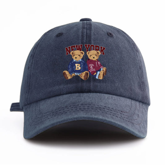 Bear Duo Print Washed Baseball Cap