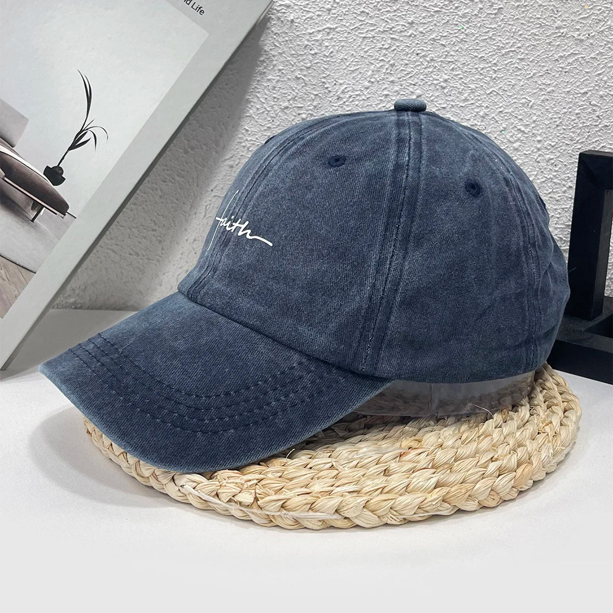Faith Printed Retro Street Style Distressed Men Women Baseball Cap