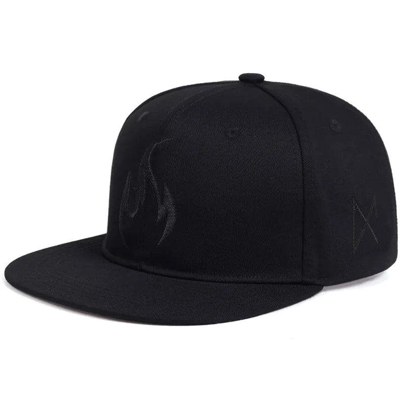 Unisex Flame Embroidered Snapback Hat
